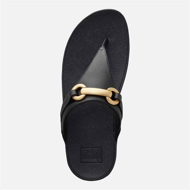 FitFlop Womens Lulu Chunky Snaffle Leather Toe Post Sandals Black