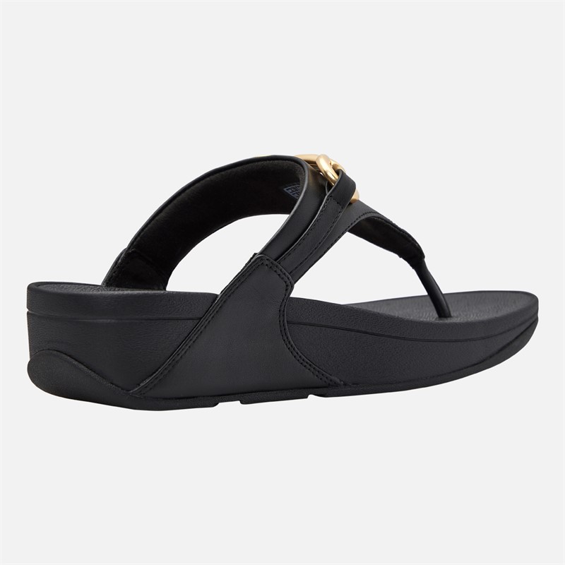 FitFlop Womens Lulu Chunky Snaffle Leather Toe Post Sandals Black