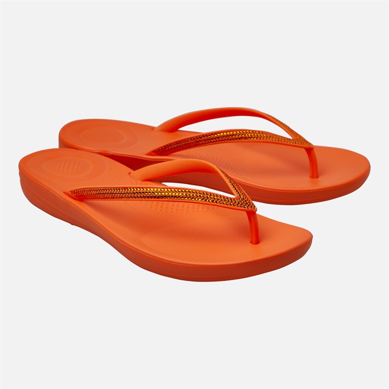 FitFlop Womens Sparkle Classic Iqushion Flip Flops Orange Tiger
