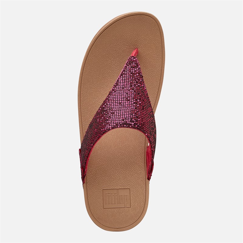 FitFlop Womens Lulu Glitterball Toe Post Sandals Metallic Wild Raspberry