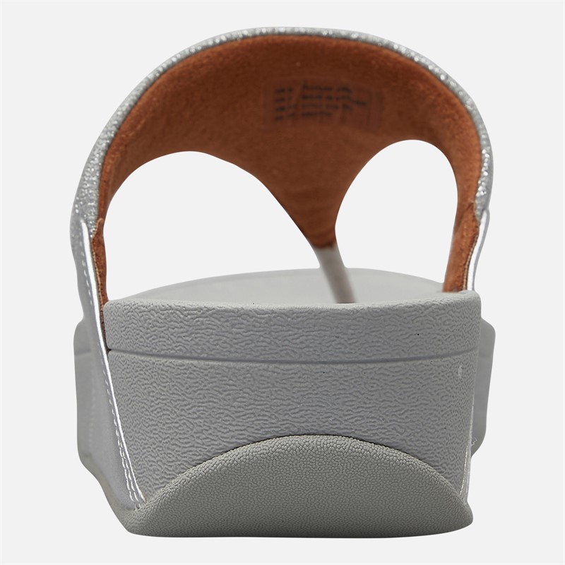 FitFlop Womens Lulu Glitz Toe Post Sandals Silver