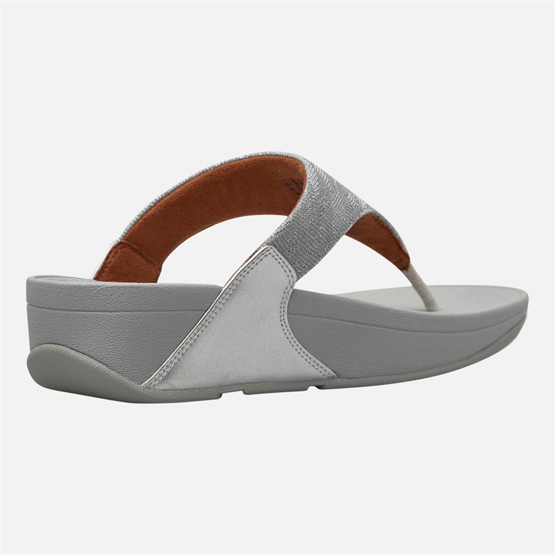 FitFlop Womens Lulu Glitz Toe Post Sandals Silver