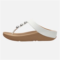 FitFlop Womens Fino Mirror Dome Leather Toe Post Sandals Urban White
