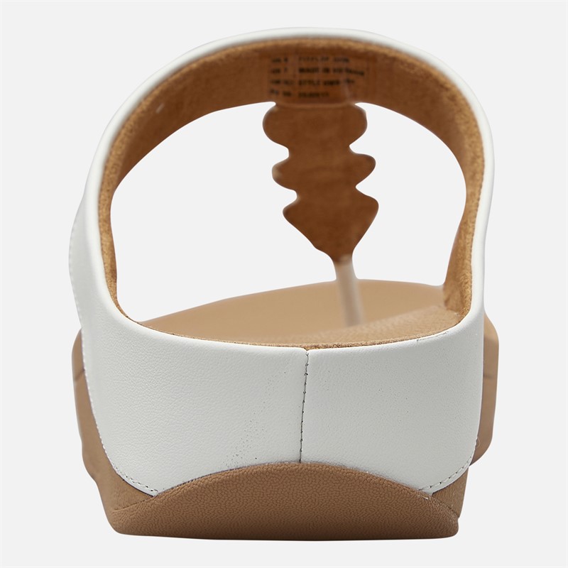 FitFlop Womens Fino Mirror Dome Leather Toe Post Sandals Urban White