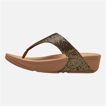 FitFlop Womens Lulu Glitterball Toe Post Sandals Old Gold