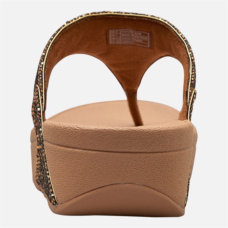 FitFlop Womens Lulu Glitterball Toe Post Sandals Old Gold