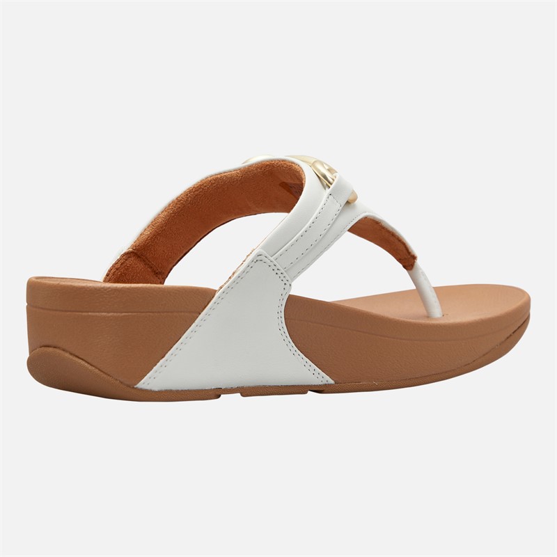 FitFlop Womens Lulu Chunky Snaffle Leather Toe Post Sandals Urban White