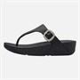 FitFlop Womens Lulu Crystal Buckle Leather Toe Post Sandals Black