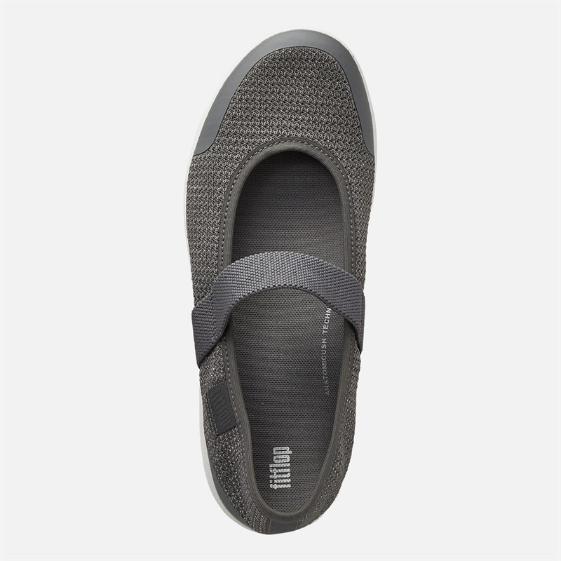 FitFlop Womens Uberknit Metallic Weave Mary Jane Shoes Charcoal/Metallic Pewter