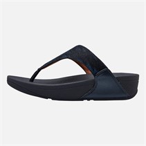 FitFlop Womens Lulu Glitz Toe Post Sandals Midnight Navy