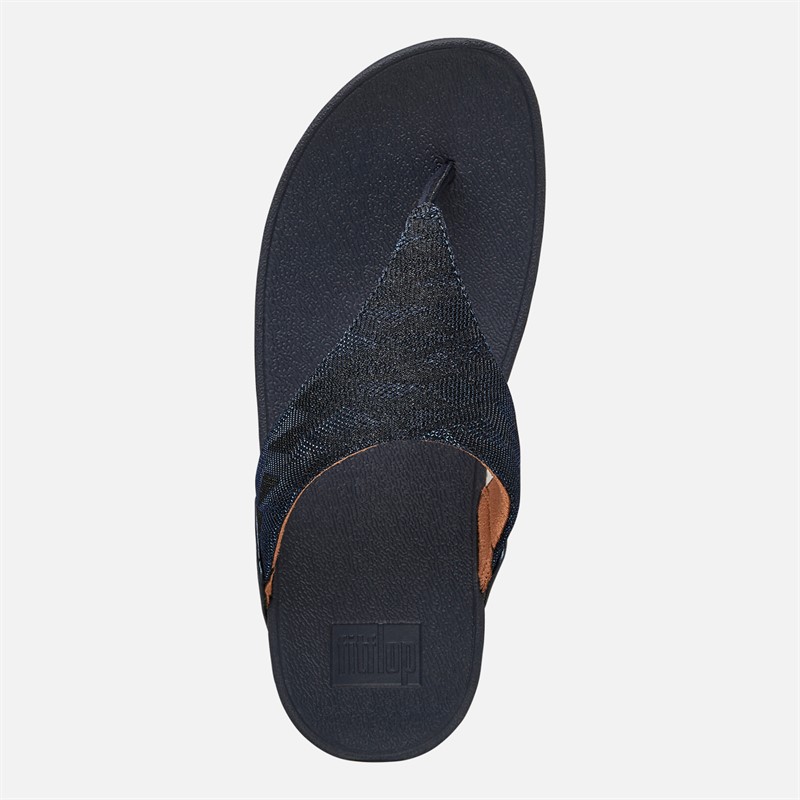 FitFlop Womens Lulu Glitz Toe Post Sandals Midnight Navy