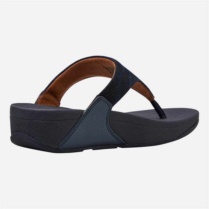 FitFlop Womens Lulu Glitz Toe Post Sandals Midnight Navy