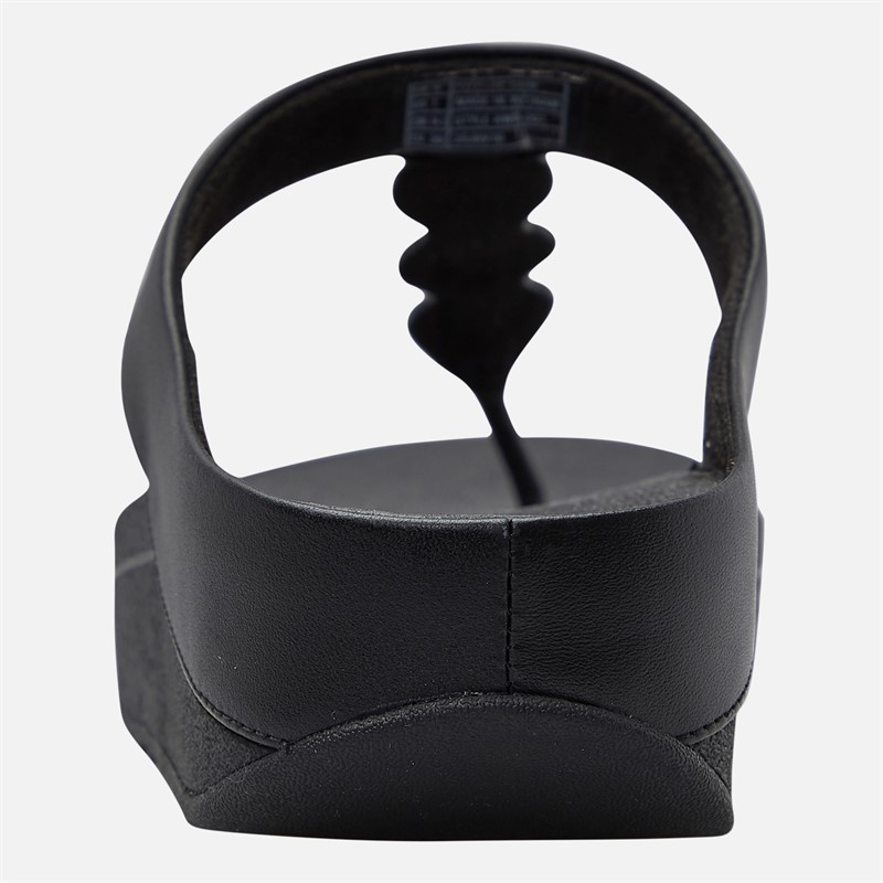 FitFlop Womens Fino Mirror Dome Leather Toe Post Sandals Black