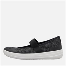FitFlop Womens Uberknit Mary Jane Shoes Black/Soft Grey