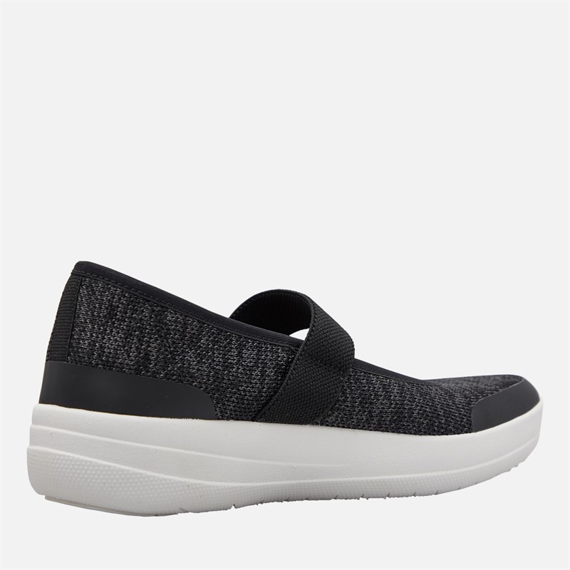 FitFlop Womens Uberknit Mary Jane Shoes Black/Soft Grey