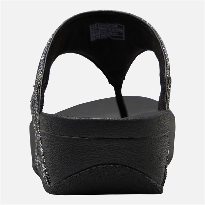 FitFlop Womens Lulu Glitterball Toe Post Sandals Silver