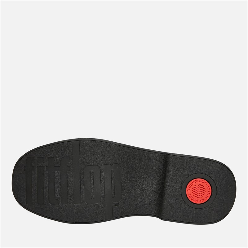 FitFlop Womens Luma Chunky Snaffle Leather Demi Wedge Loafers Black