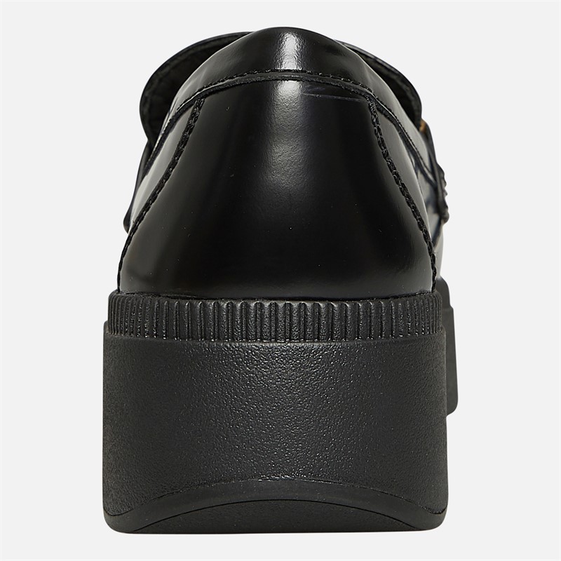 FitFlop Womens Luma Chunky Snaffle Leather Demi Wedge Loafers Black