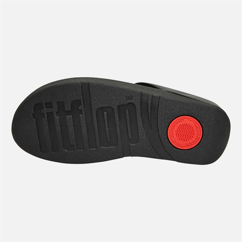 FitFlop Womens Fino Sparkle Toe Post Sandals All Black