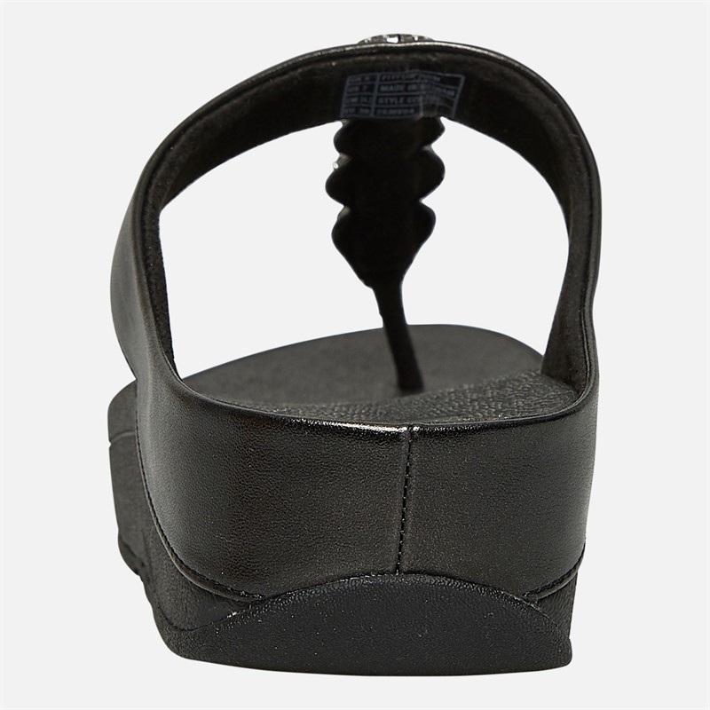 FitFlop Womens Fino Sparkle Toe Post Sandals All Black