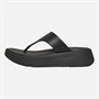 FitFlop Womens Leather Flatform Toe Post Sandals All Black