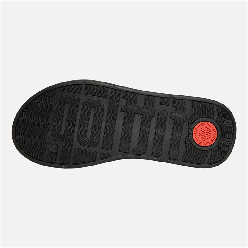 FitFlop Womens Leather Flatform Toe Post Sandals All Black