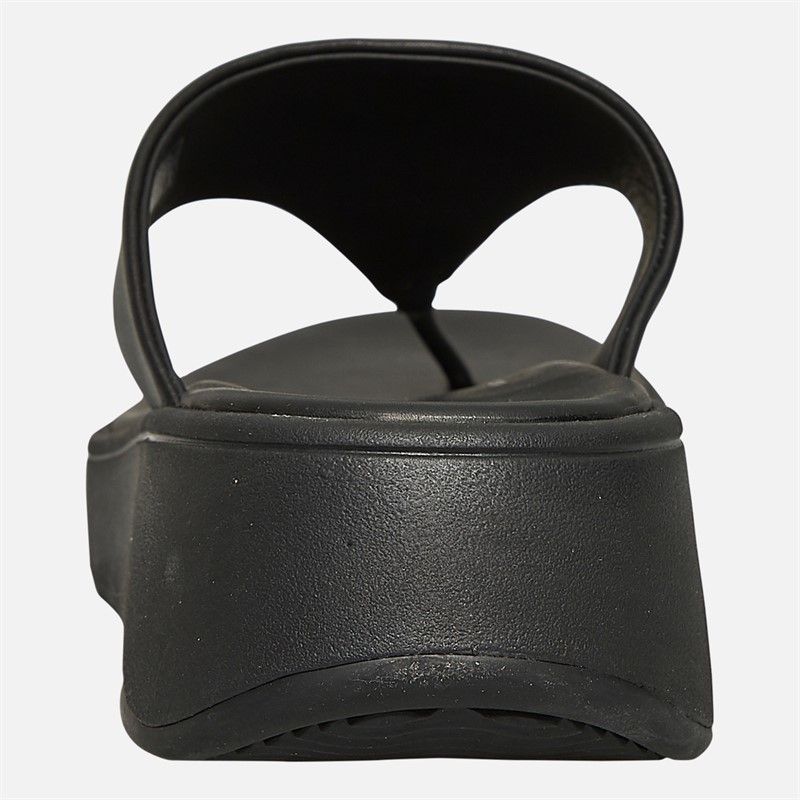 FitFlop Womens Leather Flatform Toe Post Sandals All Black