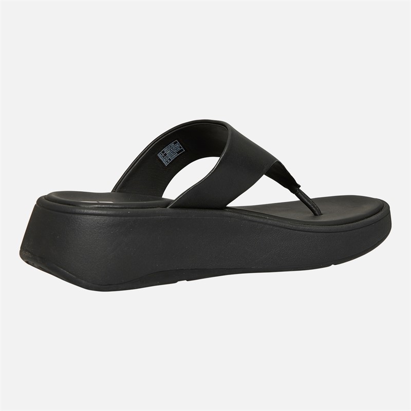FitFlop Womens Leather Flatform Toe Post Sandals All Black