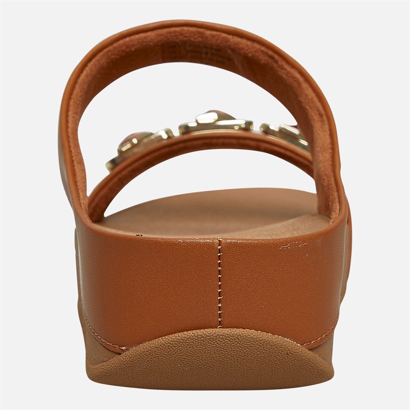 FitFlop Womens Fino Crystal Sliders Light Tan