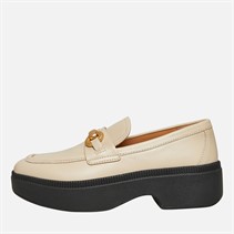FitFlop Womens Luma Chunky Snaffle Leather Demi Wedge Loafers Stone Beige