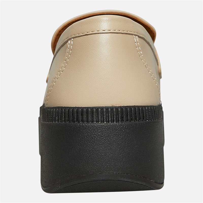 FitFlop Womens Luma Chunky Snaffle Leather Demi Wedge Loafers Stone Beige