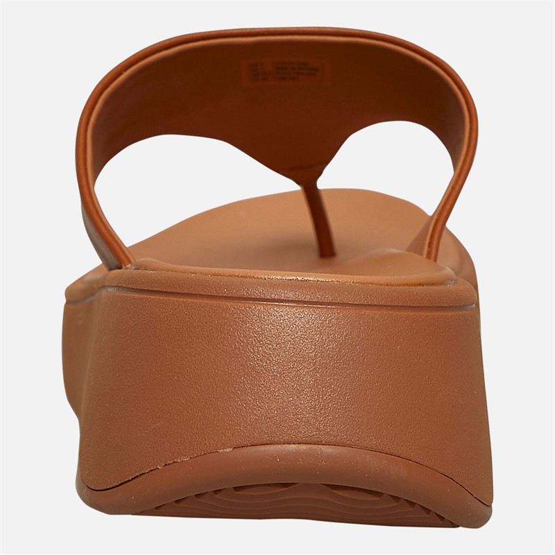 FitFlop Womens Leather Flatform Toe Post Sandals Light Tan