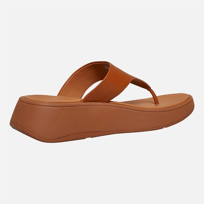 FitFlop Womens Leather Flatform Toe Post Sandals Light Tan