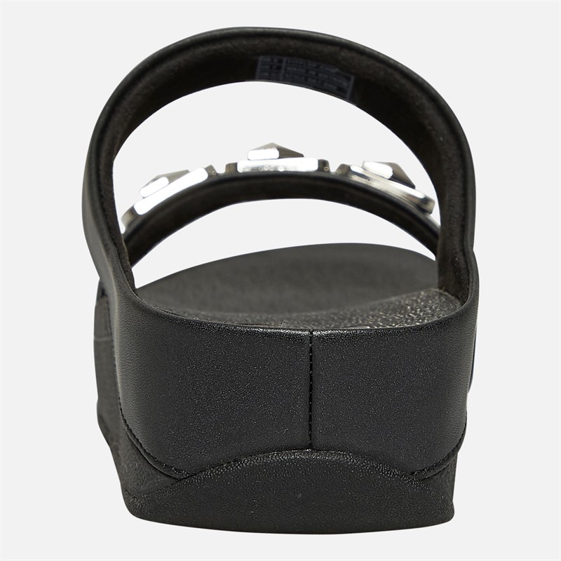 FitFlop Womens Fino Crystal Sliders All Black