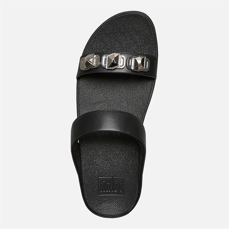 FitFlop Womens Fino Crystal Sliders All Black
