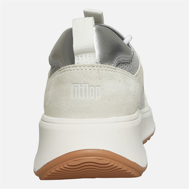 FitFlop Womens F-mode Suede/Knit Flatform Slip On Laced Trainers Urban White/French Grey