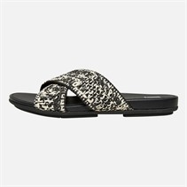 FitFlop Womens Gracie Woven Cross Sliders Black/Ivory Mix
