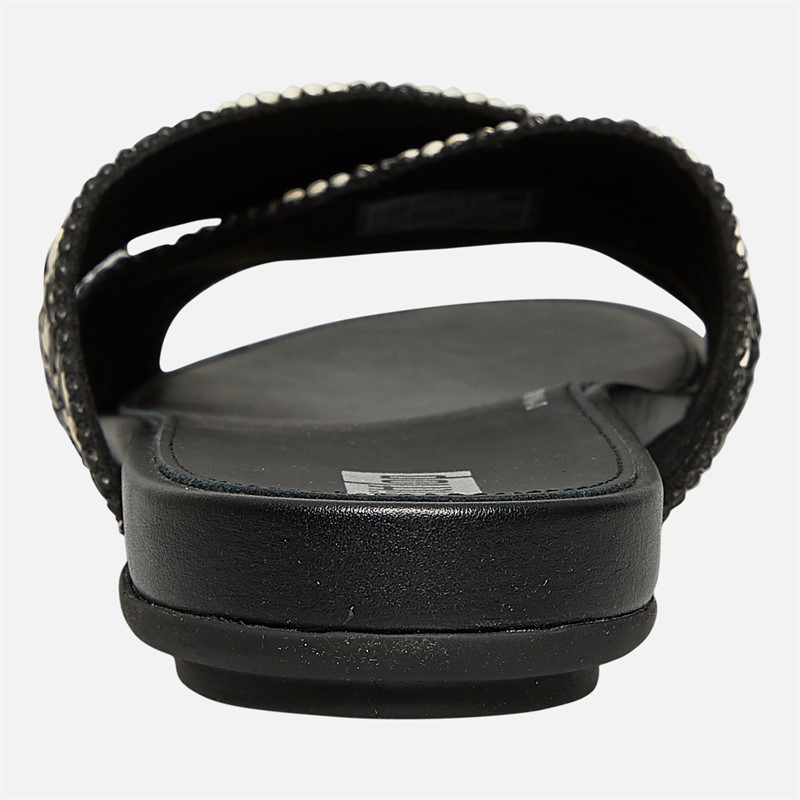 FitFlop Womens Gracie Woven Cross Sliders Black/Ivory Mix