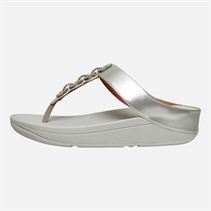 FitFlop Womens Fino Sparkle Toe Post Sandals Silver