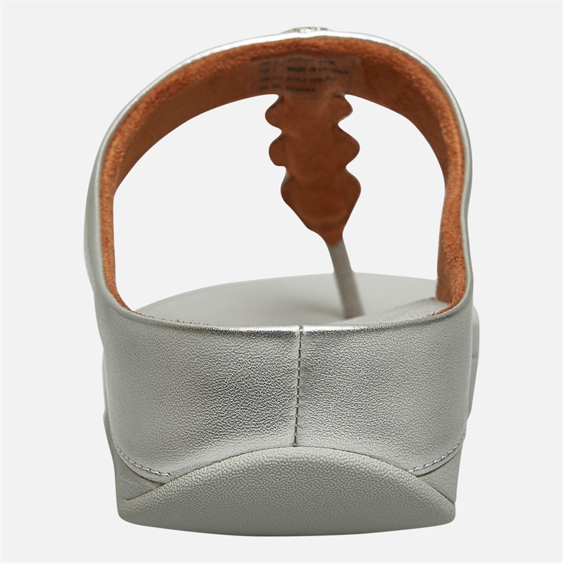 FitFlop Womens Fino Sparkle Toe Post Sandals Silver