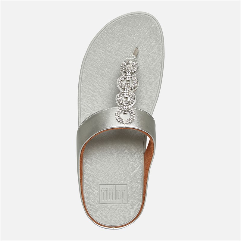 FitFlop Womens Fino Sparkle Toe Post Sandals Silver