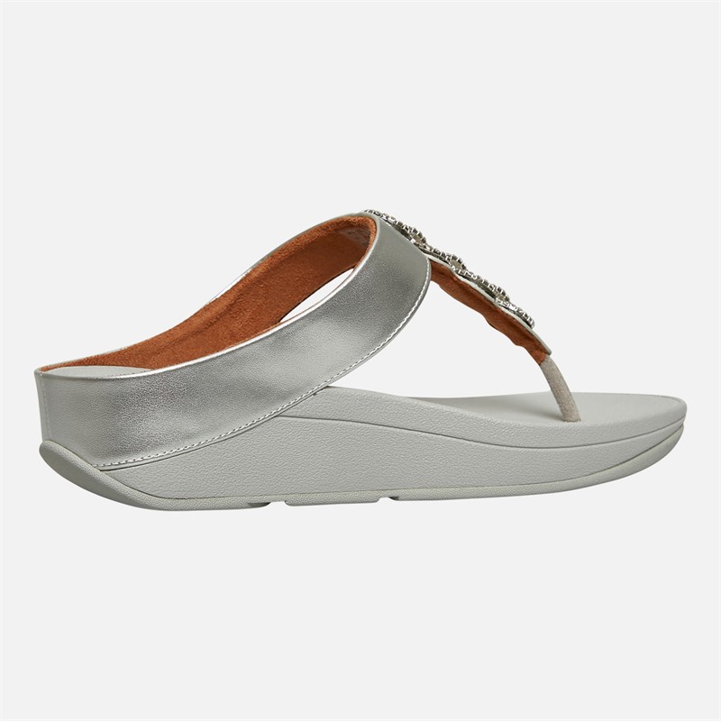FitFlop Womens Fino Sparkle Toe Post Sandals Silver