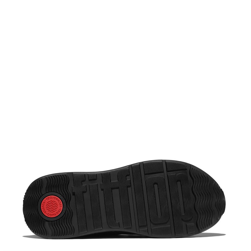 FitFlop Womens F-Mode Flatform Slip On Laced Trainers All Black