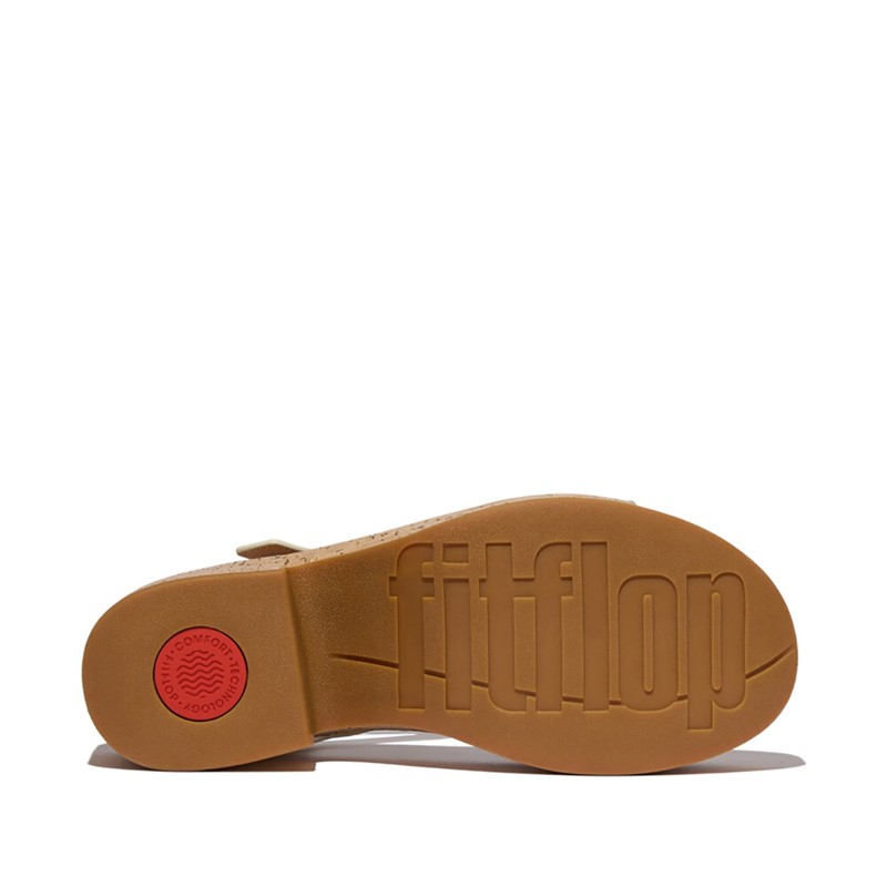 FitFlop Womens Platform Heeled Ankle Strap Sandals Paris Beige