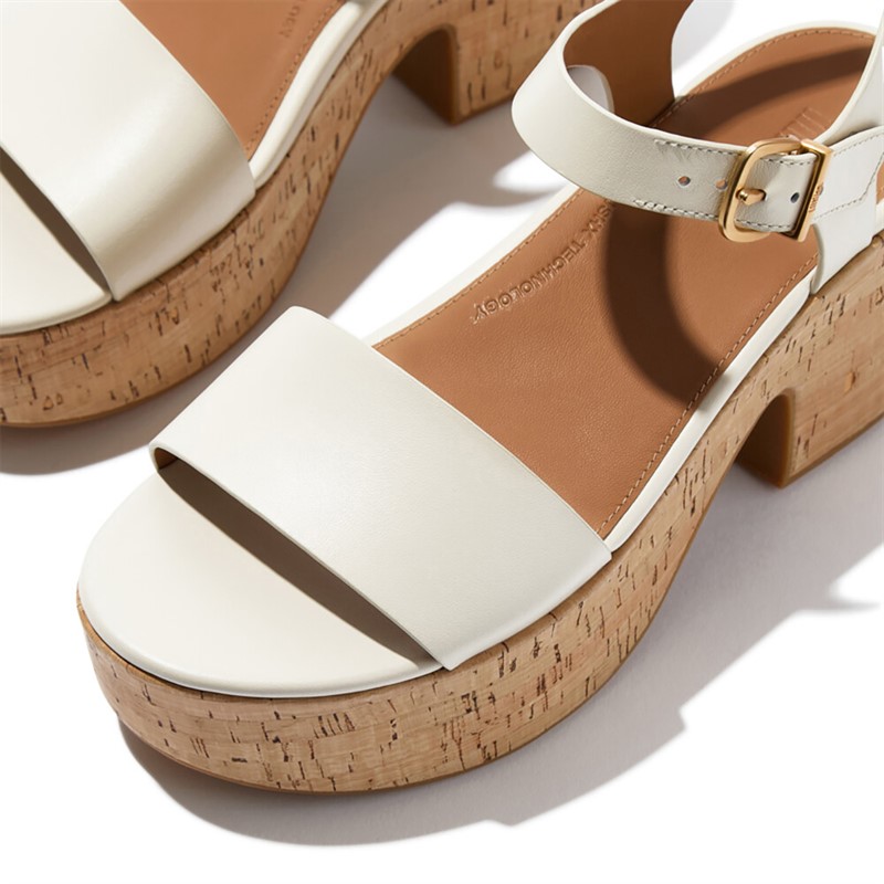 FitFlop Womens Platform Heeled Ankle Strap Sandals Paris Beige