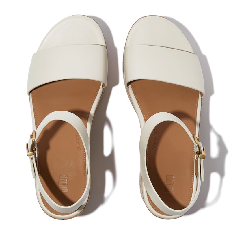 FitFlop Womens Platform Heeled Ankle Strap Sandals Paris Beige