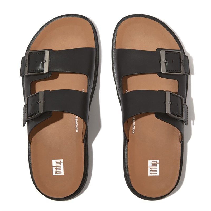 FitFlop Mens Gen FF Buckle Two Bar Sliders Black