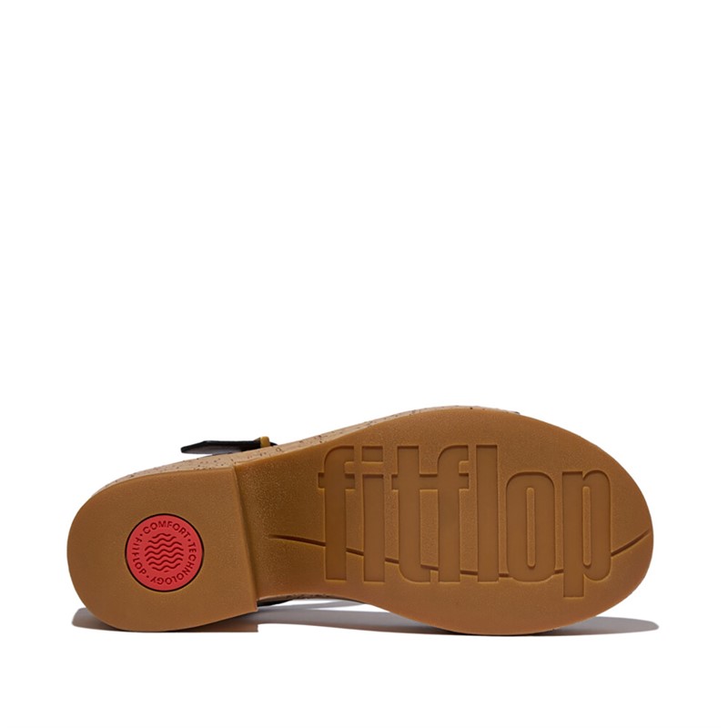 FitFlop Womens Platform Heeled Ankle Strap Sandals Black