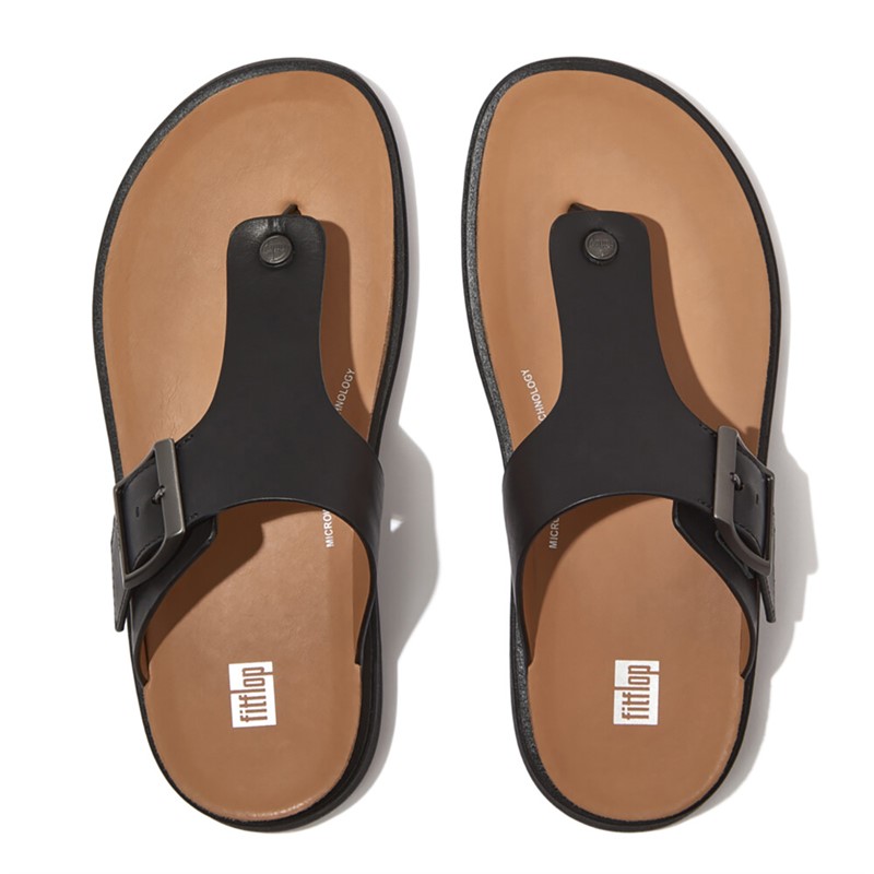 FitFlop Mens Gen FF Buckle Toe Post Sandals Black
