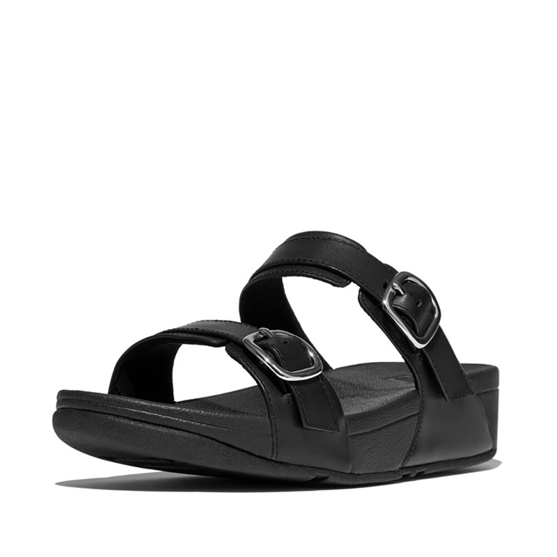 FitFlop Womens Lulu Adjustable Double Buckle Sliders All Black